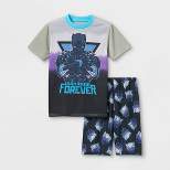 Boys' Marvel Black Panther 2pc Short Sleeve Top and Shorts Pajama Set - Gray