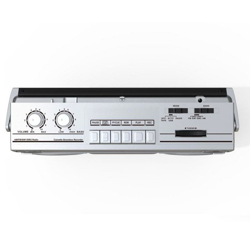 Riptunes Radio Cassette Stereo Boombox With Bluetooth Audio - Silver, 4 of 8