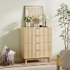 4 Drawer Dresser, 32 Inch Tall Mid Century Modern Dresser Drawers, Waveform Fluted Side Table, for Bedroom Living Room, Hallway, Natural Oak - 3 of 4