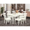 HomeStock 7-Piece Linen White Finish Solid Wood Top Dining Table with 6 Chairs - 2 of 4