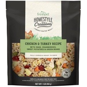 Freshpet Homestyle Creations Chopped Chicken and Turkey with Vegetables Entree Wet Dog Food - 1lb - 1 of 3