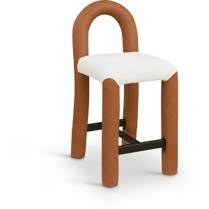Meridian Furniture,Amari Vegan Leather and Boucle Fabric Stool - 1 of 4