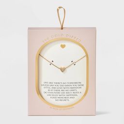 14K Gold Dipped Micro Cubic Zirconia Heart Pendant Necklace - Gold