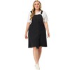 Agnes Orinda Women's Plus Size Overall Frayed Adjustable Strap Denim Suspender Shift Dresses - 3 of 4