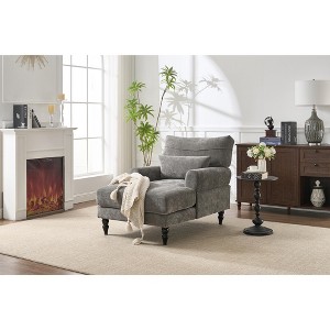 Lyngins Modern Chaise Lounge Recliner Chair with Upholstered Back,Leisure Sofa Sleeper Chair for Living Room,Bedroom - 1 of 4