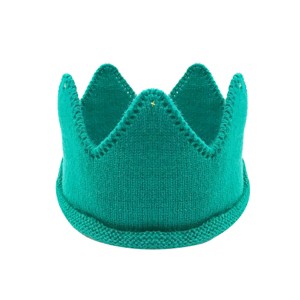 Wrapables Baby Boy & Girl Birthday Party Knitted Crown Headband Beanie Cap Hat, Teal - 1 of 3