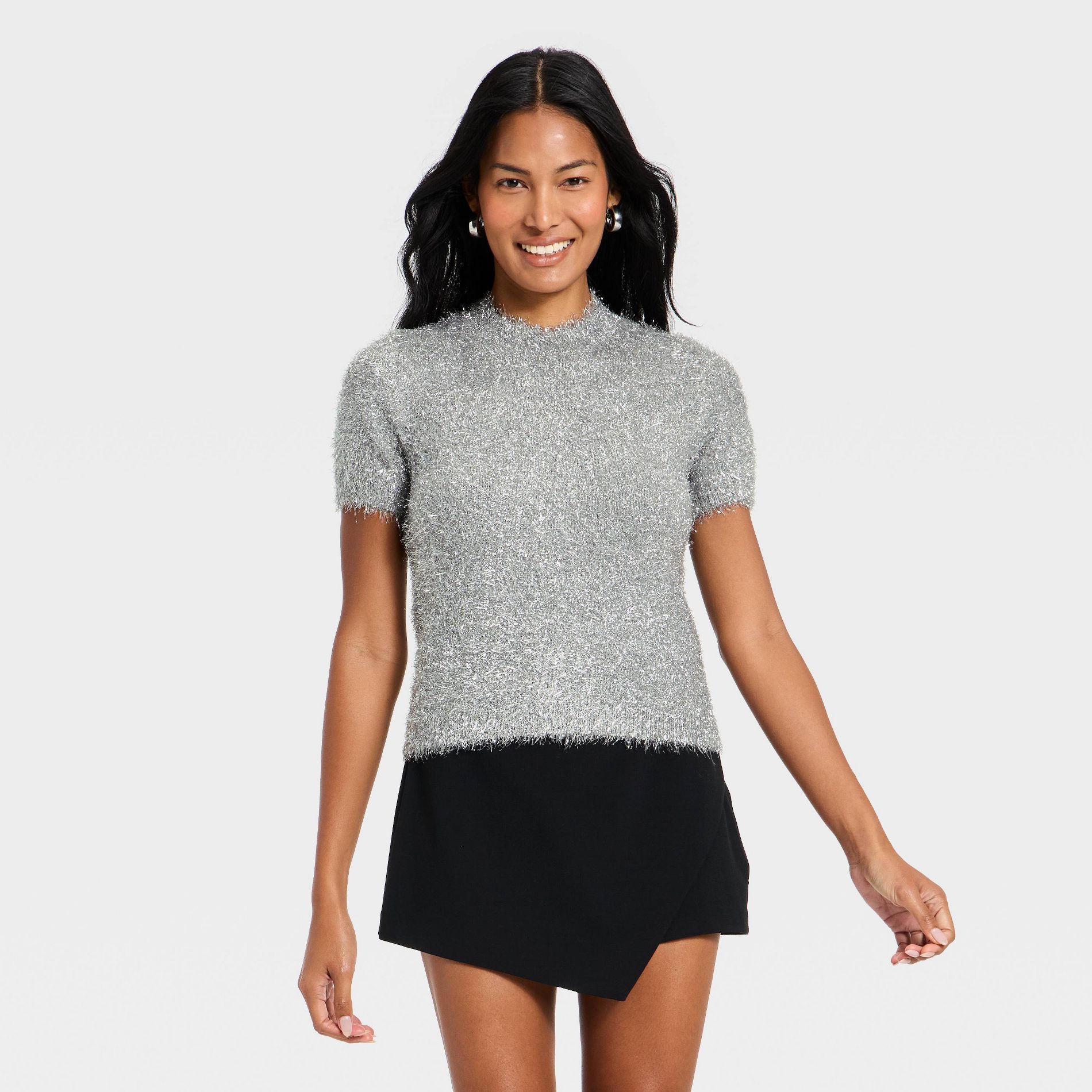 Women's Tinsel Sweater T-Shirt - A New Day™ Silver