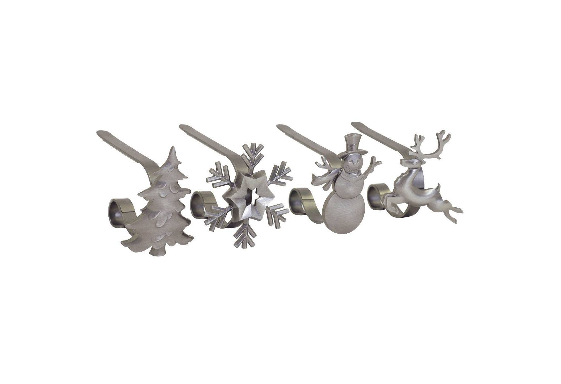 Original MantleClip 4ct Antique Pewter Christmas Stocking Holder: Metal Hanger with Protective Pads