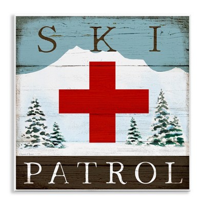Stupell Industries Ski Patrol Rustic Cabin Sign, 12" x 12"