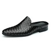 Santimon Men's Woven Leather Mules Stylish Slip-on Backless Loafers - 2 of 4