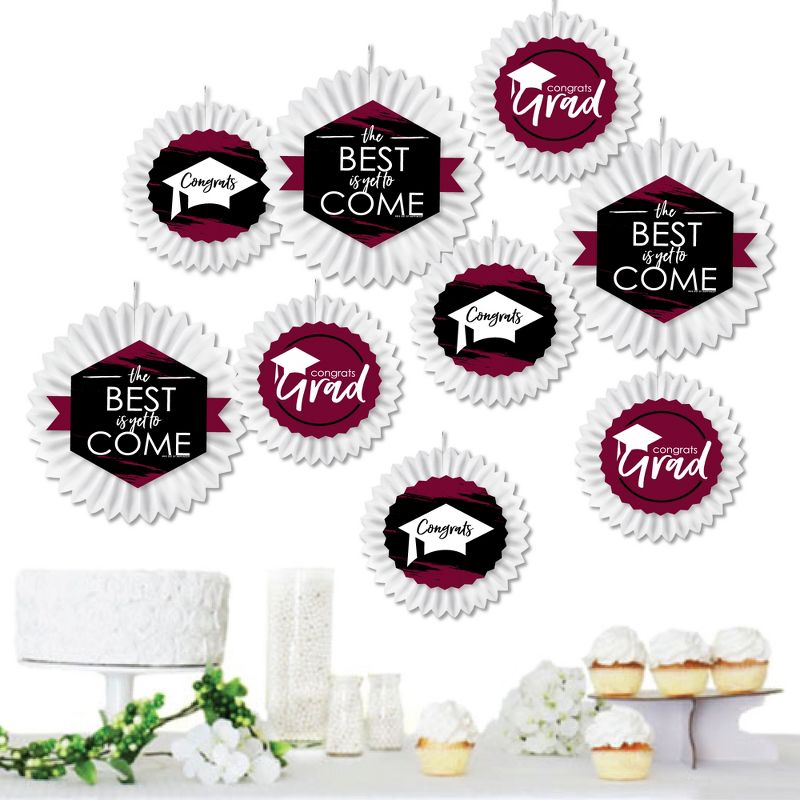 Big Dot of Happiness Maroon Grad - Best is Yet to Come - Hanging  Burgundy Graduation Party Tissue Decoration Kit - Paper Fans - Set of 9, 2 of 9