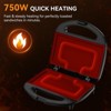 OSTBA Sandwich Maker, 2-Slice, Non-Stick Flat Plates, Cool-Touch Handle, Indicator Lights, 750W, Compact & Easy to Clean - 3 of 4