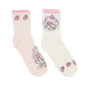 Womens Strawberry Shortcake Pastel Crew Socks 2-Pack - 1 of 4