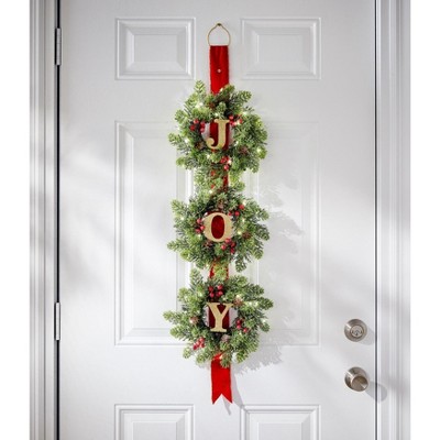 BrylaneHome 38" Long Pre-Lit Triple Joy Wreath