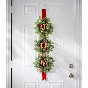 BrylaneHome 38" Long Pre-Lit Triple Joy Wreath - 1 of 1
