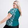 Calypsa Women's Plus Size Loose Fit Short Sleeve UPF 50+ Adele Swim Top - 3 of 4