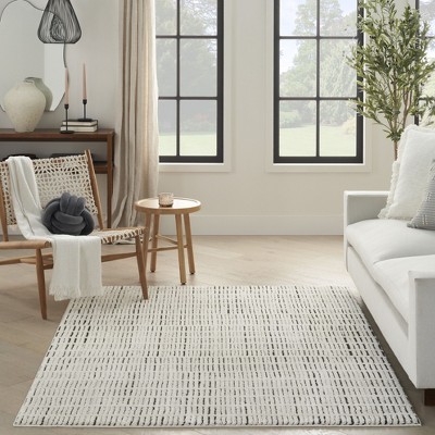 Nourison Cozy Modern Abstract Indoor Area Rug Ivory Black 3'11"x5'11"