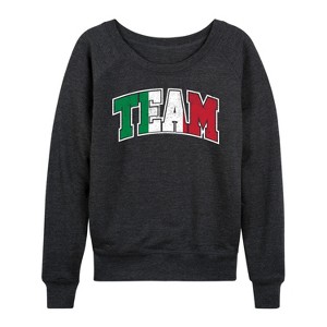 Women's - Instant Message - Team Italy Lightweight French Terry Wide Neck Long Sleeve Graphic Shirt - 1 of 4