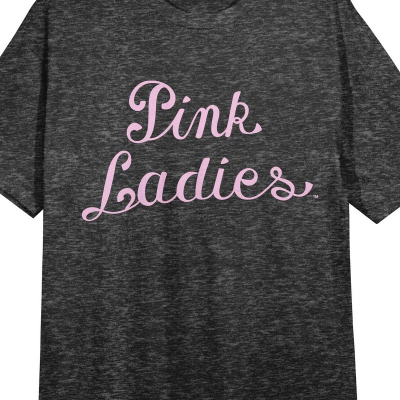 Grease "Pink Ladies" Women's Black Heather Sleep Shirt with Short Sleeves and a Crew Neck, 2 of 3