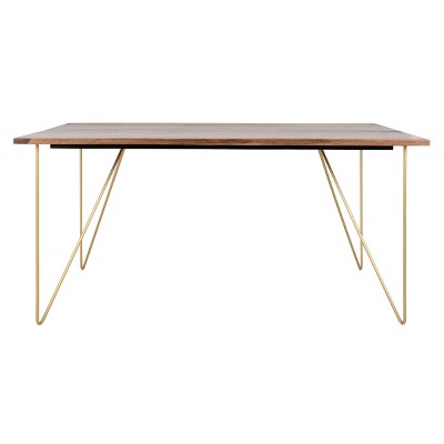 Captain Dining Table Walnut/Brass - Safavieh