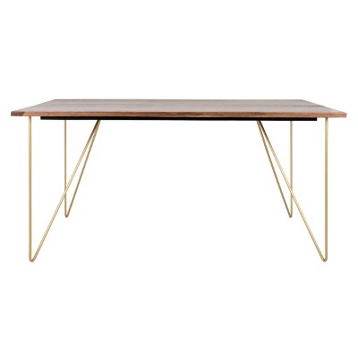 Captain Dining Table Walnut/Brass - Safavieh