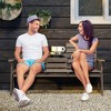 Tangkula Outdoor Fir Wood Bench w/ Foldable Middle Table w/ Backrest & Armrests - 3 of 4