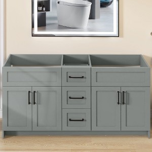 Bath Vanity Cabinet without Top 72 in. W x 21.5 in. D x 33.5 in. H Bathroom Vanity in Sky Grey with Black Handle - 1 of 4