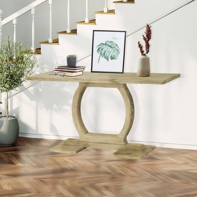 Barnwood Sandblast Pine Wood Rectangular Console Table