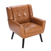 TOAOTBNBO Ergonomics Accent Chair with Cozy Backrest and High Back, Soft Leather Armchair for Dining Room Reading Chair with Black Legs - 2 of 4