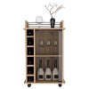 NicBex 2 Shelves Rolling Kitchen Island Cart with 6 Bottle Racks and 1 Cabinet,Kitchen Island on Wheels with Storage,Island Table for Kitchen - 4 of 4