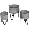 Royal Hampton Set of 3 Galvanized Sheet Planter Tubs with Iron Powder Coated Hairpin Legs - 2 of 4