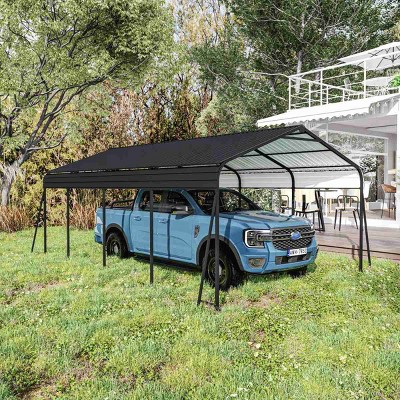 Metal Heavy Duty Metal Canopy Carport,Galvanized Steel Outdoor Carport Shelter with Reinforced Structure,Garage Shed for Car,Truck-Coolbibila
