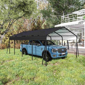 Metal Heavy Duty Metal Canopy Carport,Galvanized Steel Outdoor Carport Shelter with Reinforced Structure,Garage Shed for Car,Truck-Coolbibila - 1 of 4