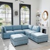 129" Modular L-shaped Sectional Sofa with Storage Seat, 6-piece Free Combination - 3 of 4
