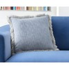 HomeRoots 22" Blue Cotton Throw Pillow With Fringe - 2 of 4