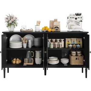 59" W Buffet Cabinet with Storage, Kitchen Storage Cabinet Wood Console Table Coffee Bar Accent Cabinets - 1 of 4