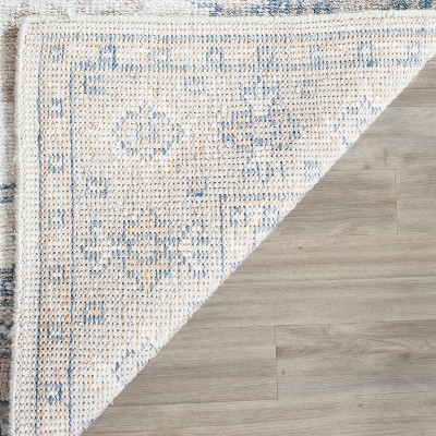 Hand-Knotted Ivory and Gray Wool 4' x 6' Accent Rug
