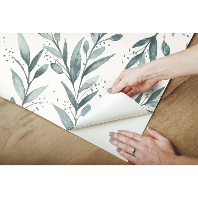 Blue Olive Branch Peel and Stick Vinyl Wallpaper