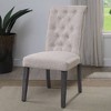Set of 2 20" Yabeina Dining Chairs Beige Linen/Gray Finish - Acme Furniture: Tufted, Wooden Leg, No Assembly Required - 2 of 4