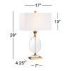 Vienna Full Spectrum Valerie 28" Tall Round Geometric Modern Glam Table Lamps Set of 2 Gold Clear Crystal Metal Living Room Bedroom White Shade - image 4 of 4