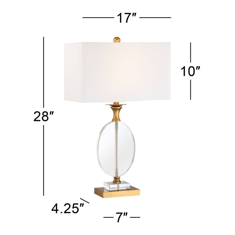 Vienna Full Spectrum Valerie 28" Tall Round Geometric Modern Glam Table Lamps Set of 2 Gold Clear Crystal Metal Living Room Bedroom White Shade, 4 of 10