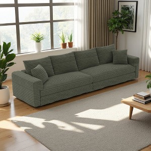 102.4" Luxury Plush Corduroy Cloud 4-Seater Sofa with Deep Cushions & Soft Pillows - 1 of 4