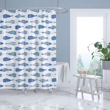 Catalina Fish Lined Shower Curtain with Grommets  - Levtex Home