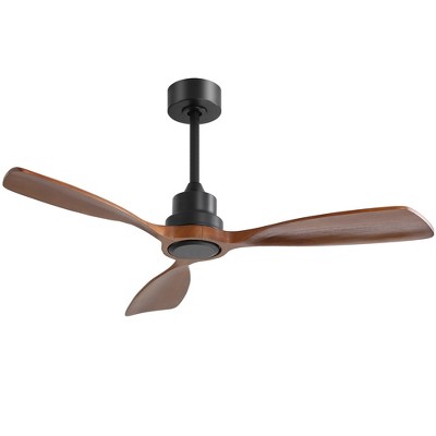 Sofucor 48" Ceiling Fan without Light 3 Walnut Wood Blades Black and Brown