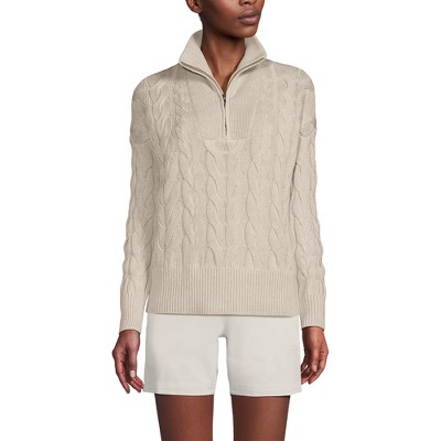 Lands' End Women's Drifter Cotton Quarter Zip Pullover Sweater