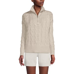 Lands' End Women's Drifter Cotton Quarter Zip Pullover Sweater - 1 of 3