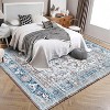 Acekool Machine Washable Rug with Non-Slip Backing - Vintage Blue/Beige Design for Living Room, Bedroom & More (Multiple Sizes Available) - 3 of 4