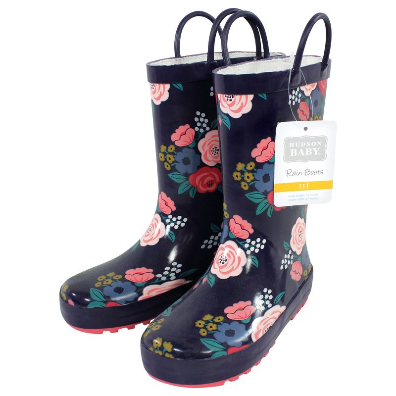 Hudson Baby Rain Boots, Navy Bold Floral, 2 of 5