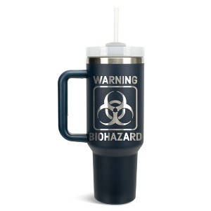 100 North Warning Biohazard Sign Science Humor Wrap-Around 40 Oz. Stainless Steel Water Bottle Coffee Mug, Spill & Leak Resistant, Travel Tumbler with - 1 of 4