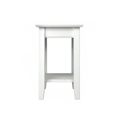 White Wood Chair Side Table with USB Charging Ports